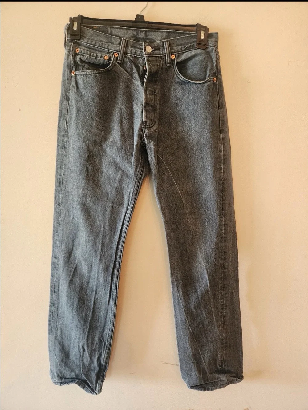 Levi's Jeans Mens 32X34 Light Gray 501 Straight Button Fly Denim